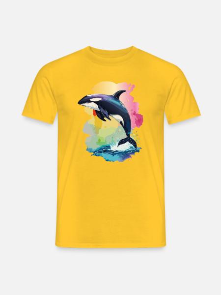 Faszination Orca: Die majestätischen Jäger - Männer T-Shirt - Gelb