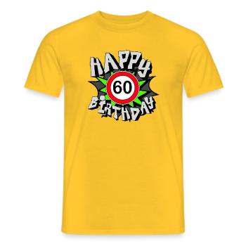 60e anniversaire , 60 Joyeux anniversaire (25) - T-shirt homme - jaune - Devant - AI Model Male 178 dark (178cm)