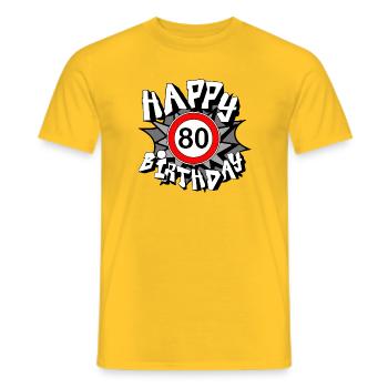 80th Birthday , Happy 80th Birthday Gift (25) - Men's T-Shirt - yellow - Front - AI Model Male 178 dark (178cm)