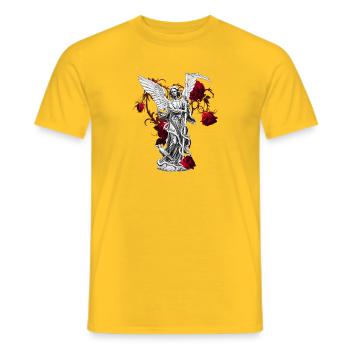 Engelstatue, Rosenblüten, für mama - Männer T-Shirt - Gelb - Vorne - AI Model Male 178 dark (178cm)
