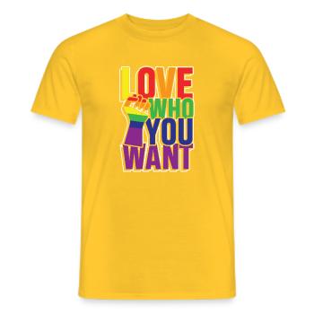 Love who you want - Männer T-Shirt - Gelb - Vorne - AI Model Male 178 dark (178cm)