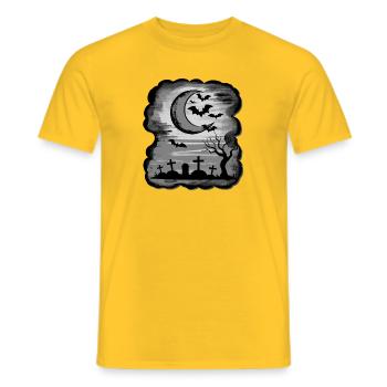 schwarz-weiß gräber, Mondsichel, bäume - Männer T-Shirt - Gelb - Vorne - AI Model Male 178 dark (178cm)