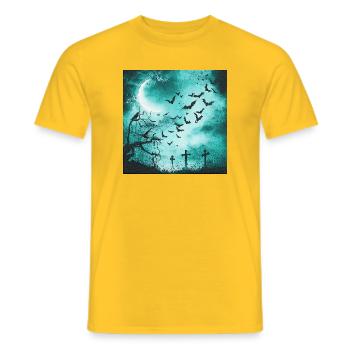 Kolkrabe, Fledermäuse, Bäume, Friedhöfe - Männer T-Shirt - Gelb - Vorne - AI Model Male 178 dark (178cm)