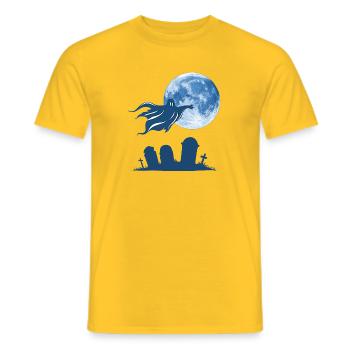silhouetten, fliegende Geister, Monde, Gräber - Männer T-Shirt - Gelb - Vorne - AI Model Male 178 dark (178cm)