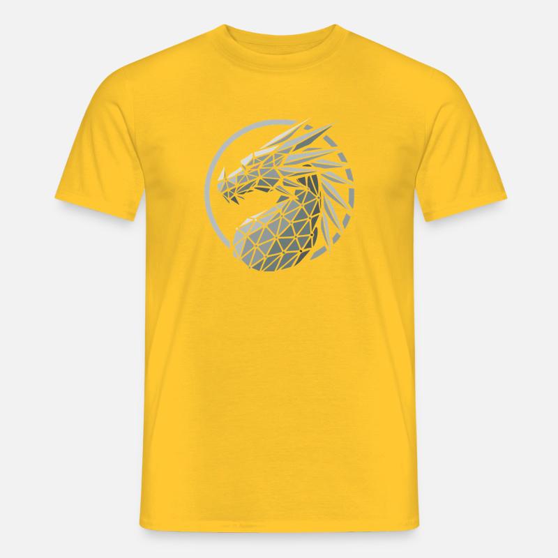 Blaue Polygone Drachenkopf - Männer T-Shirt - Gelb