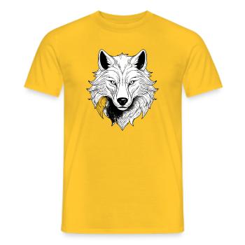 Mystic Wolf Face Print - Men's T-Shirt - yellow - Front - AI Model Male 178 dark (178cm)
