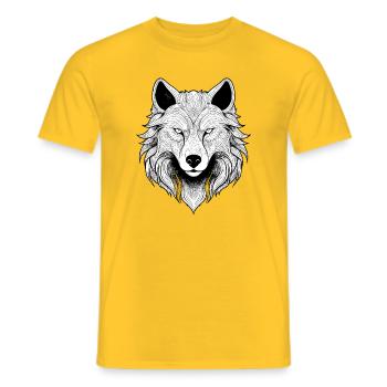 Mystischer Wolfkopf mit detailliertem - Männer T-Shirt - Gelb - Vorne - AI Model Male 178 dark (178cm)