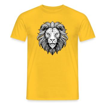 Majestic lion head in line art style - Men's T-Shirt - yellow - Front - AI Model Male 178 dark (178cm)