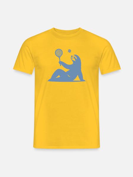 Faultier Tennis Tennisspieler Ball Horn Silhouette - Männer T-Shirt - Gelb