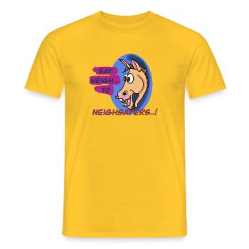 Neigh Sayers Punny Horse Design - Men's T-Shirt - yellow - Front - AI Model Male 178 dark (178cm)