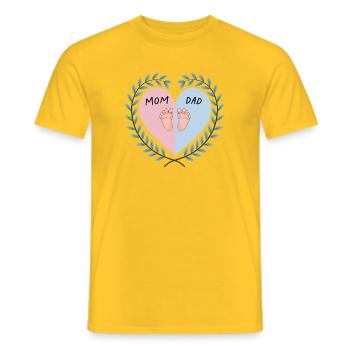 MOM & DAD Heart with Cute Baby Feet - Men's T-Shirt - yellow - Front - AI Model Male 178 dark (178cm)