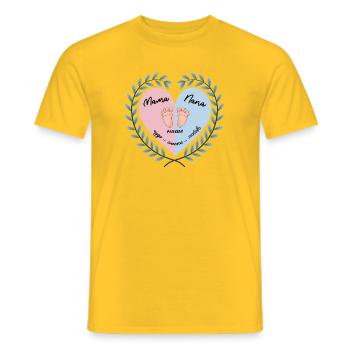 Herz-Baby-Füße-Design, Russische Familie - Männer T-Shirt - Gelb - Vorne - AI Model Male 178 dark (178cm)