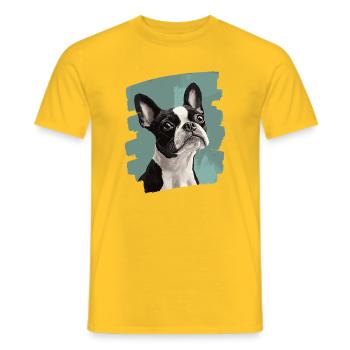 Boston Terrier - T-shirt homme - jaune - Devant - AI Model Male 178 dark (178cm)
