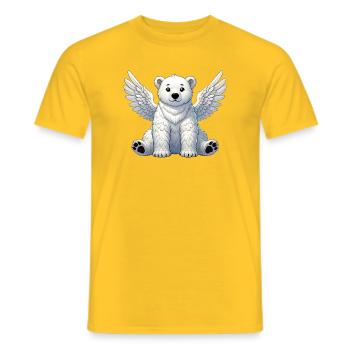 Cute Polar Bear Angel Cartoon Animal Illustration - Men's T-Shirt - yellow - Front - AI Model Male 178 dark (178cm)