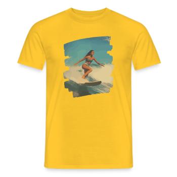 Surfer - Männer T-Shirt - Gelb - Vorne - AI Model Male 178 dark (178cm)