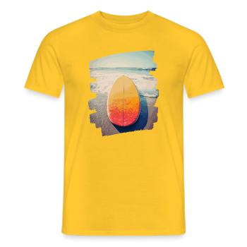 Surfboard - Men's T-Shirt - yellow - Front - AI Model Male 178 dark (178cm)