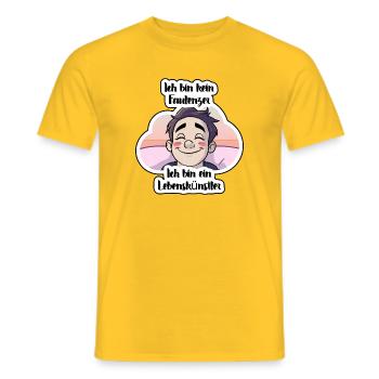 Lebenskünstler Faulenzen Sticker - Männer T-Shirt - Gelb - Vorne - AI Model Male 178 dark (178cm)