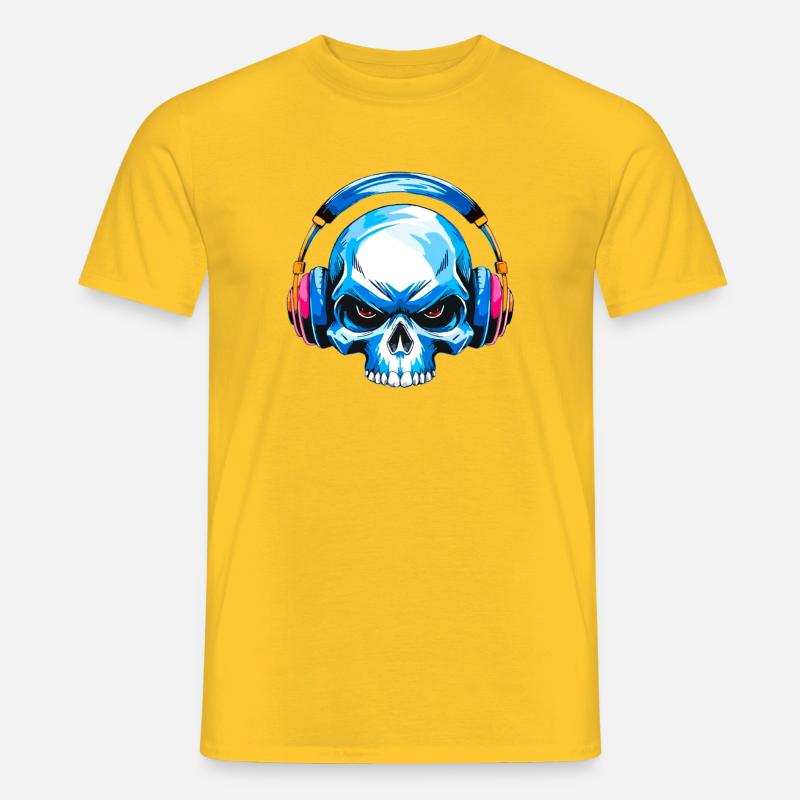 Skull mit kopfhörer - Männer T-Shirt - Gelb