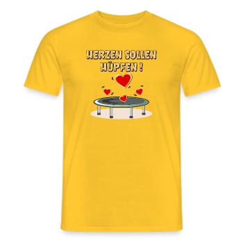 HERZEN SOLLEN HÜPFEN - TRAMPOLINSPRINGEN - Männer T-Shirt - Gelb - Vorne - AI Model Male 178 dark (178cm)