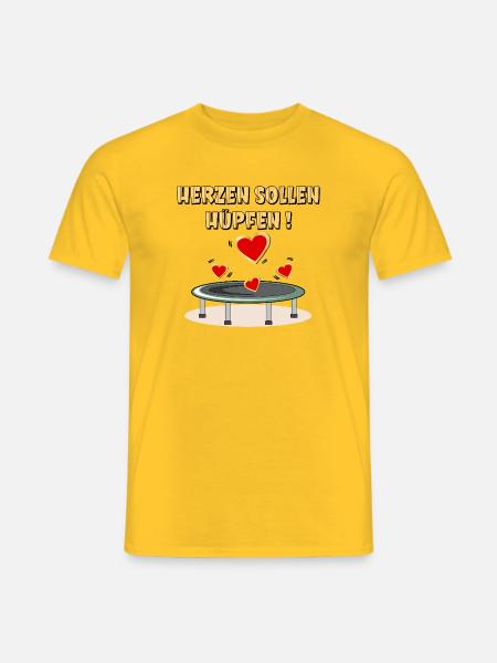 HERZEN SOLLEN HÜPFEN - TRAMPOLINSPRINGEN - Männer T-Shirt - Gelb