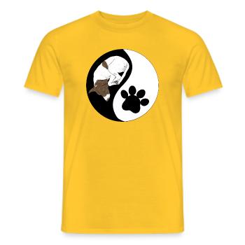 Dog and Paw Yin Yang Symbol - Men's T-Shirt - yellow - Front - AI Model Male 178 dark (178cm)