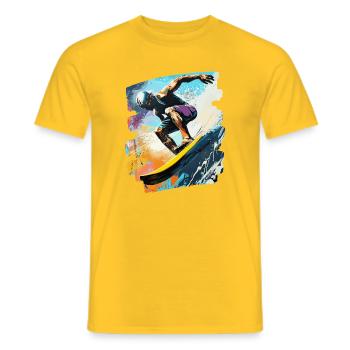Surfer Surfing Surfboard Surfing - Men's T-Shirt - yellow - Front - AI Model Male 178 dark (178cm)