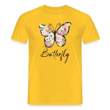 Flower Wings Flower Butterfly - Men's T-Shirt - yellow - Front - AI Model Male 178 dark (178cm)