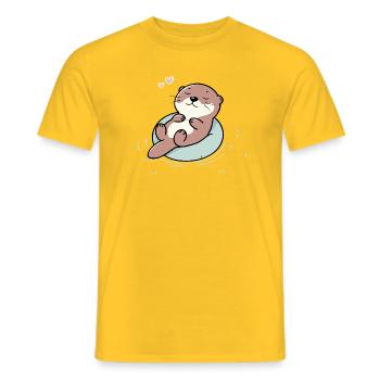 Loutre détendue - Illustration d’animal mignon - T-shirt homme - jaune - Devant - AI Model Male 178 dark (178cm)