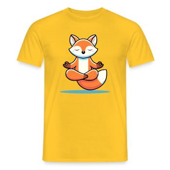 Meditating Fox – Relaxing Illustration - Men's T-Shirt - yellow - Front - AI Model Male 178 dark (178cm)