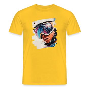 Snowboarder poudreuse - T-shirt homme - jaune - Devant - AI Model Male 178 dark (178cm)