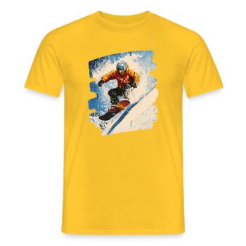 Snowboarder poudreuse - T-shirt homme - jaune - Devant - AI Model Male 178 dark (178cm)