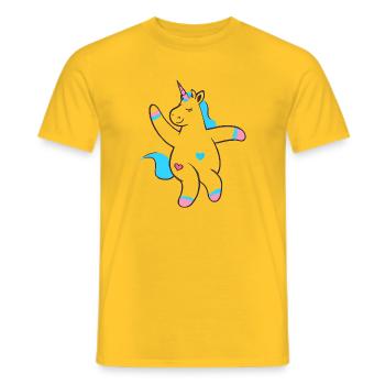 tanzendes happy einhorn unicorn fantasy - Männer T-Shirt - Gelb - Vorne - AI Model Male 178 dark (178cm)