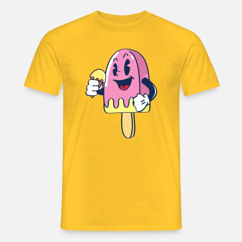 Fröhlicher Kindereis Charakter Eiscreme Eis - Männer T-Shirt - Gelb