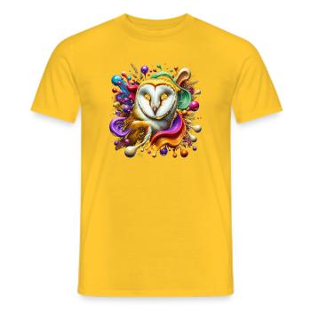 Chouette effraie fraîche avec des touches colorées de couleur - T-shirt homme - jaune - Devant - AI Model Male 178 dark (178cm)