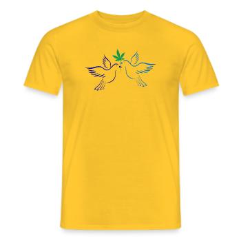 Tauben des Friedens - Männer T-Shirt - Gelb - Vorne - AI Model Male 178 dark (178cm)