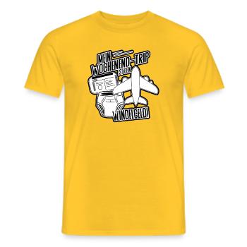 Mein Wochenendtrip ist dein Windelgeld – DINK Life - Männer T-Shirt - Gelb - Vorne - AI Model Male 178 dark (178cm)