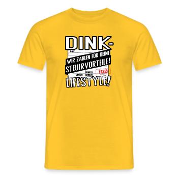 DINK Lifestyle – Wir zahlen für deine Steuervortei - Männer T-Shirt - Gelb - Vorne - AI Model Male 178 dark (178cm)