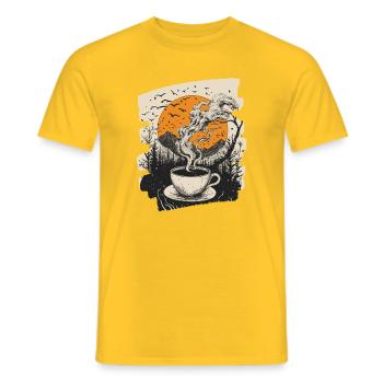 Kaffee Coffee Kaffeeliebhaber - Männer T-Shirt - Gelb - Vorne - AI Model Male 178 dark (178cm)