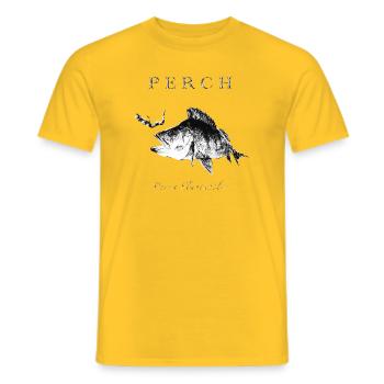 Perch Angler - Artificial lures for predatory fish - Men's T-Shirt - yellow - Front - AI Model Male 178 dark (178cm)