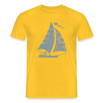 Silhouette de voilier minimaliste grunge - T-shirt homme - jaune - Devant - AI Model Male 178 dark (178cm)