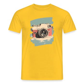Camera Photo Camera Photographer Female Photographer - Men's T-Shirt - yellow - Front - AI Model Male 178 dark (178cm)