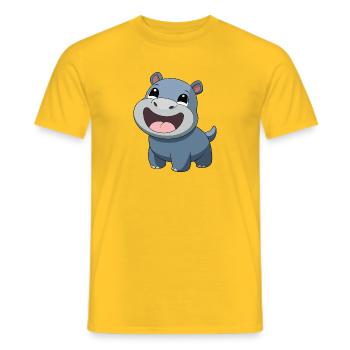 Bébé hippopotame joyeux et souriant (v02) - T-shirt homme - jaune - Devant - AI Model Male 178 dark (178cm)