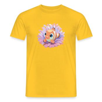Poisson-clown bébé dans son anémone - T-shirt homme - jaune - Devant - AI Model Male 178 dark (178cm)