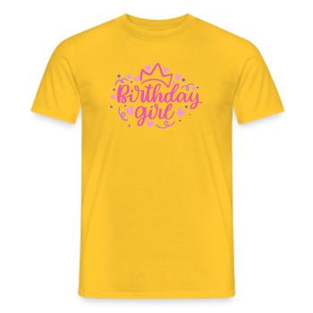 Anniversaire Girlie avec Couronne Coeur Confettis - T-shirt homme - jaune - Devant - AI Model Male 178 dark (178cm)