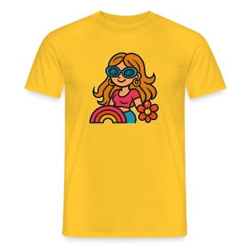 Retro Summer Girl - Flower Power Look - Men's T-Shirt - yellow - Front - AI Model Male 178 dark (178cm)