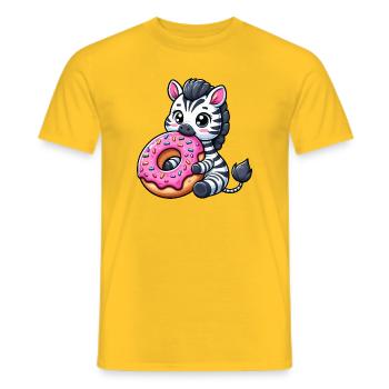 Mignon zèbre beignet dessin animé friandises amusantes - T-shirt homme - jaune - Devant - AI Model Male 178 dark (178cm)