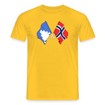 Zwei Flaggen kreuzten Akershus und Norwegen - Männer T-Shirt - Gelb - Vorne - AI Model Male 178 dark (178cm)