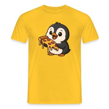 Süßer Pinguin Cartoon Pizza Pizzaliebhaber Lustig - Männer T-Shirt - Gelb - Vorne - AI Model Male 178 dark (178cm)
