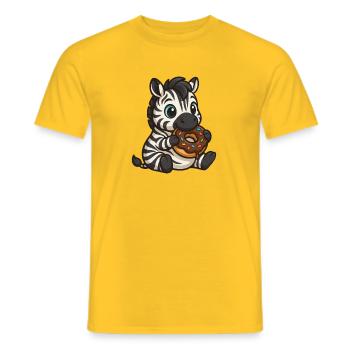 Süßes Zebra isst einen Donut mit Schokolade - Männer T-Shirt - Gelb - Vorne - AI Model Male 178 dark (178cm)