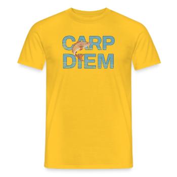 Carp Diem – Funny Fishing Dad Joke - Men's T-Shirt - yellow - Front - AI Model Male 178 dark (178cm)
